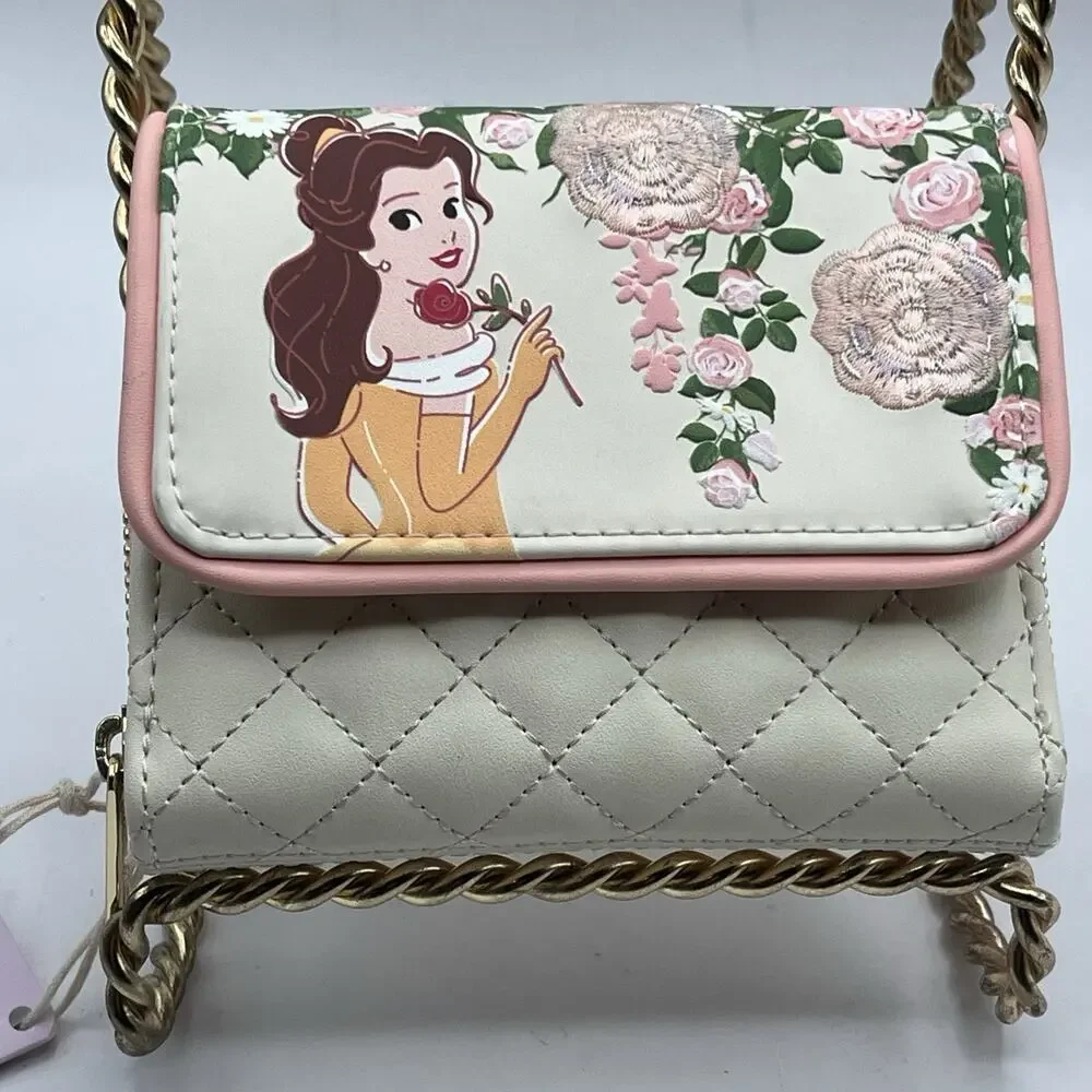 Loungefly Disney Beauty and the Beast Belle Small Zip Around Wallet Beige NWT